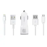 شارژر فندکی ریمکس مدل CC201 به همراه کابل شارژ لایتنیگ و کابل شارژ Micro USB