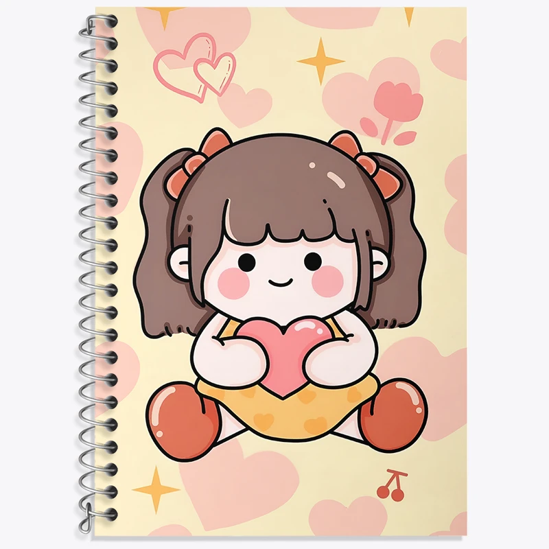 دفتر زبان 50 برگ خندالو مدل دو خط طرح دخترانه کیوت کد N3917