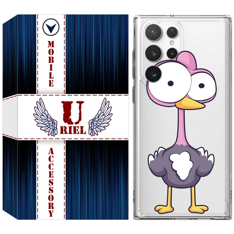 کاور یوریل مدل Clear کد 43 طرح شترمرغ مناسب برای گوشی موبایل سامسونگ Galaxy S22 Ultra