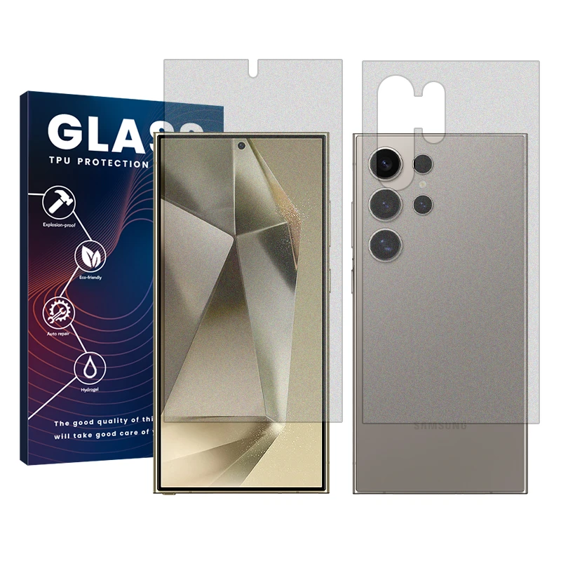 محافظ صفحه نمایش مات گلس مدل Resistant مناسب برای گوشی موبایل سامسونگ Galaxy S24 Ultra به همراه محافظ پشت گوشی