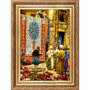 تابلو فرش دستباف فرش میرنظامی مدل بازار قاهره طولی کد 1386