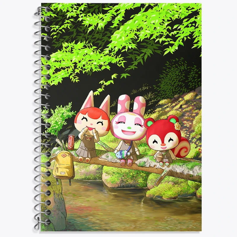 دفتر زبان 50 برگ خندالو مدل سه خط طرح بازی انیمال کراسینگ (Animal Crossing) کد 32687
