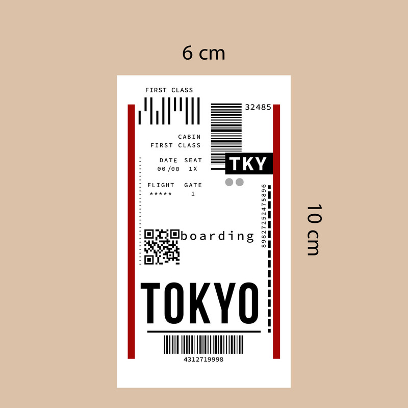برچسب تزئینی موبایل و تبلت مدل تیکت توکیو- کد PH03