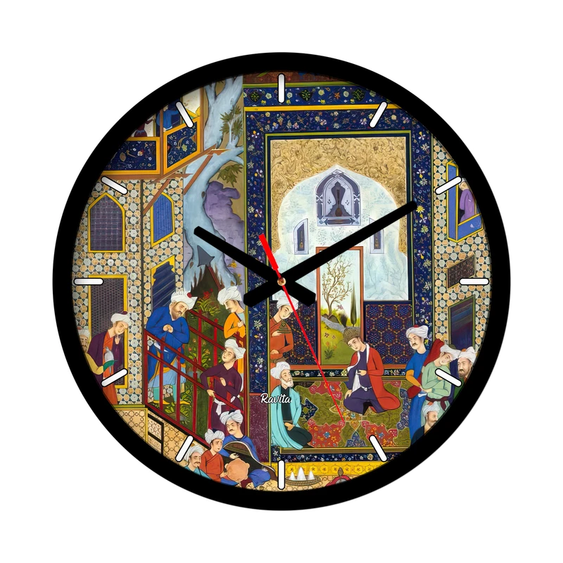 ساعت رومیزی عقربه‌ای راویتا مدل نقاشی مینیاتور کد 3718