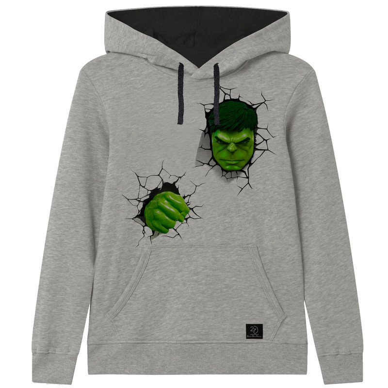 هودی پسرانه 27 طرح هالک کد J01 رنگ طوسی