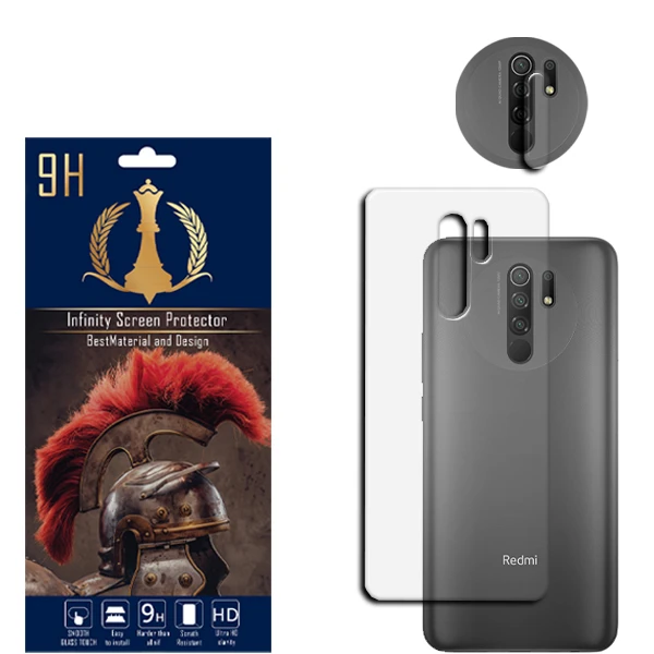 محافظ لنز دوربین اینفینیتی مدل 9 مناسب برای گوشی موبایل شیائومی REDMI 9 به همراه محافظ پشت گوشی
