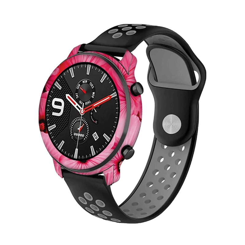 برچسب ماهوت طرح Pink-Flower مناسب برای ساعت هوشمند شیائومی Amazfit GTR 47mm