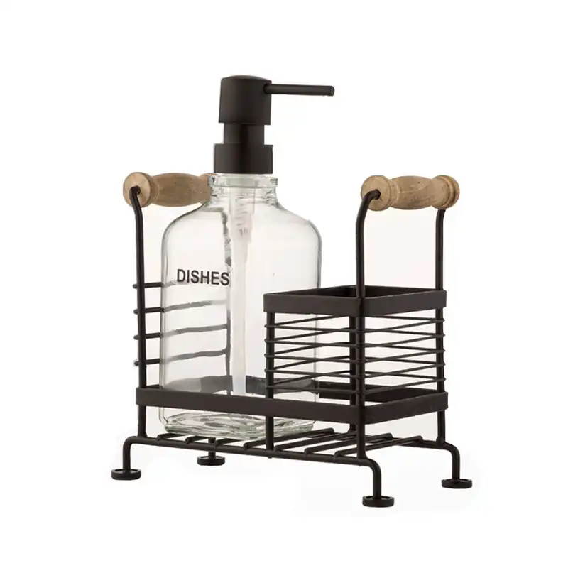 مخزن مایع دستشویی لیمون مدل دسته چوبی به همراه استند