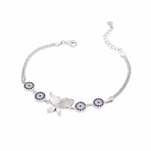 دستبند نقره طرح پروانه کد B1092