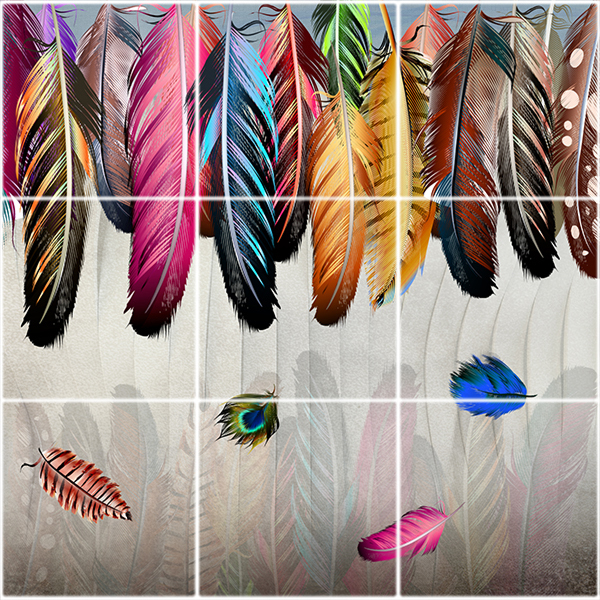 تایل سقفی آسمان مجازی طرح پر کد 3D2197-9 سایز 60x60 سانتی متر مجموعه 9عددی