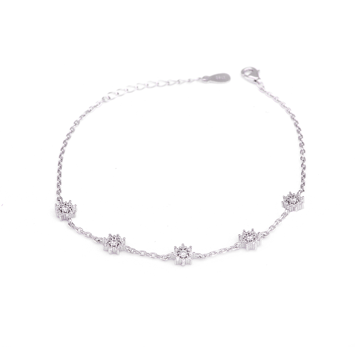 دستبند نقره طرح گل کد B1119