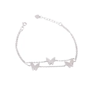 دستبند نقره طرح پروانه کد B1124