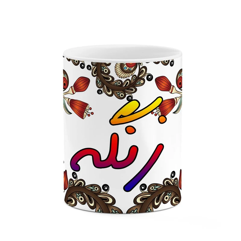 ماگ کاکتی مدل اسم زنگه طرح سنتی گل و بته کد mgh45409