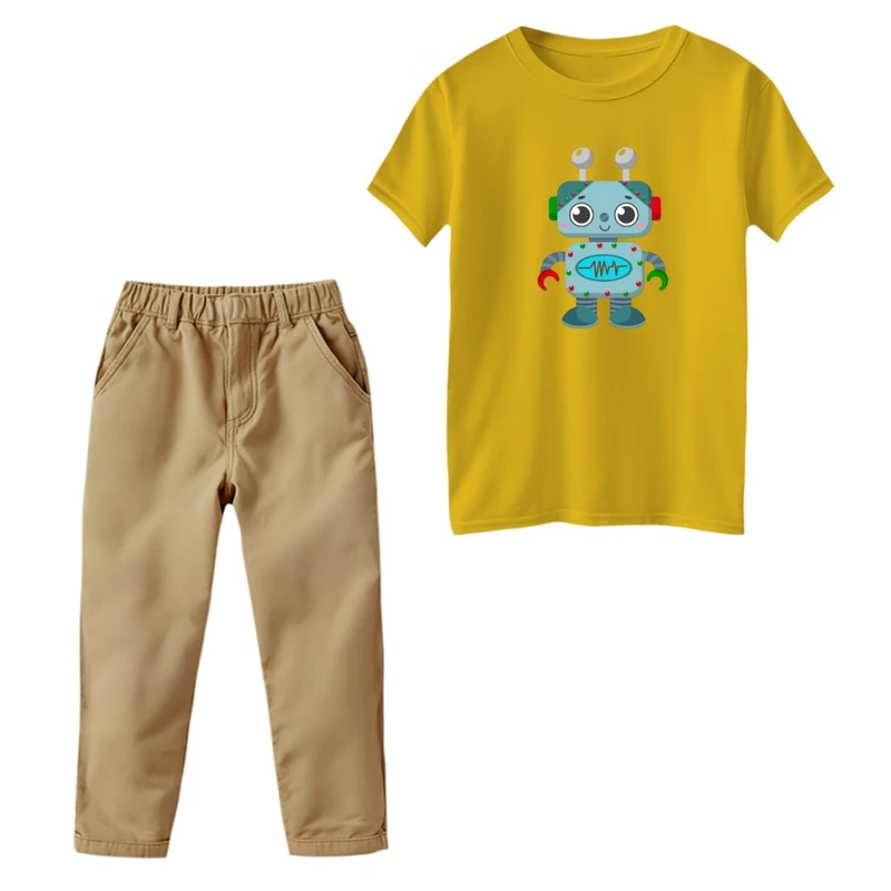 ست تی‌شرت و شلوار پسرانه مدل رباتیک کد 03