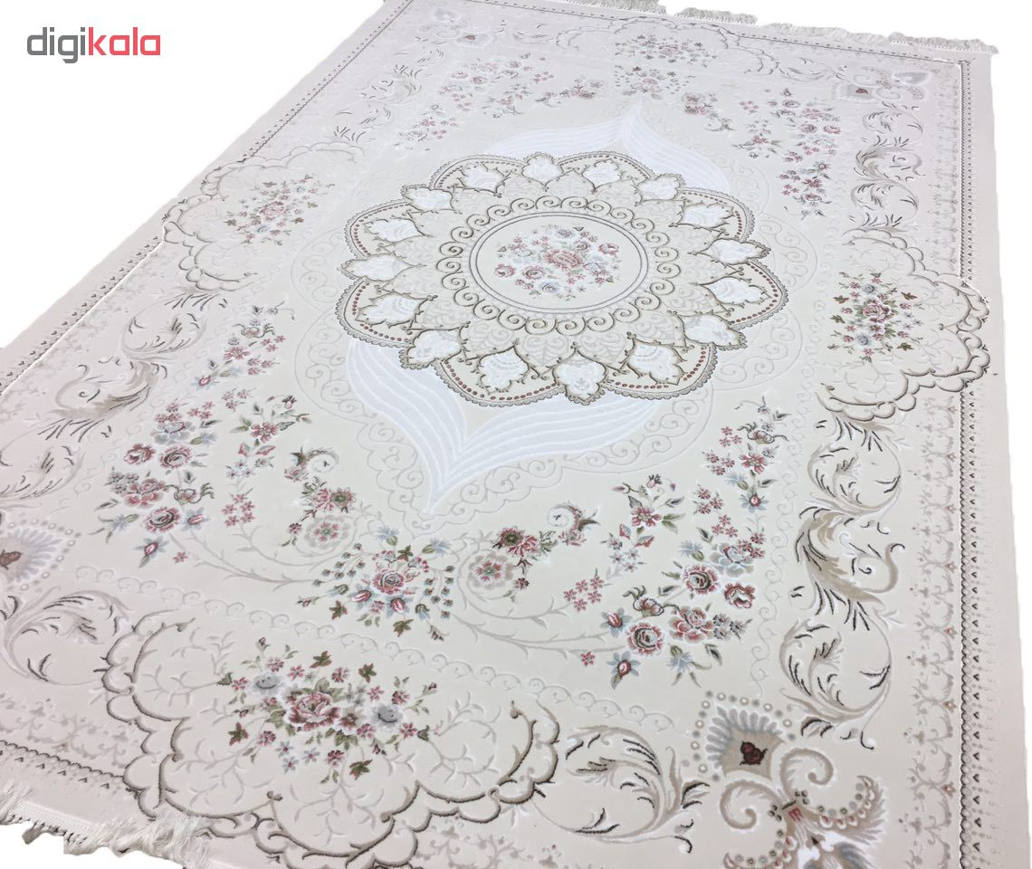 فرش ماشینی کاسپین کد 3999 زمینه کرم