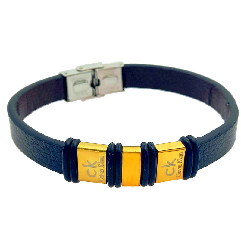 دستبند مردانه مدل چرم طرح cK کد 787DSM