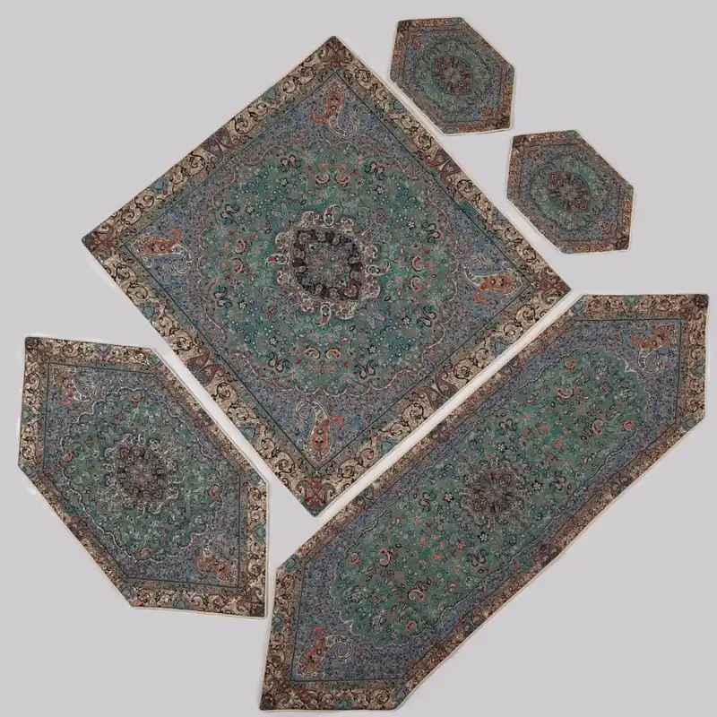 ست 5 تکه رومیزی ترمه طرح چهلستون