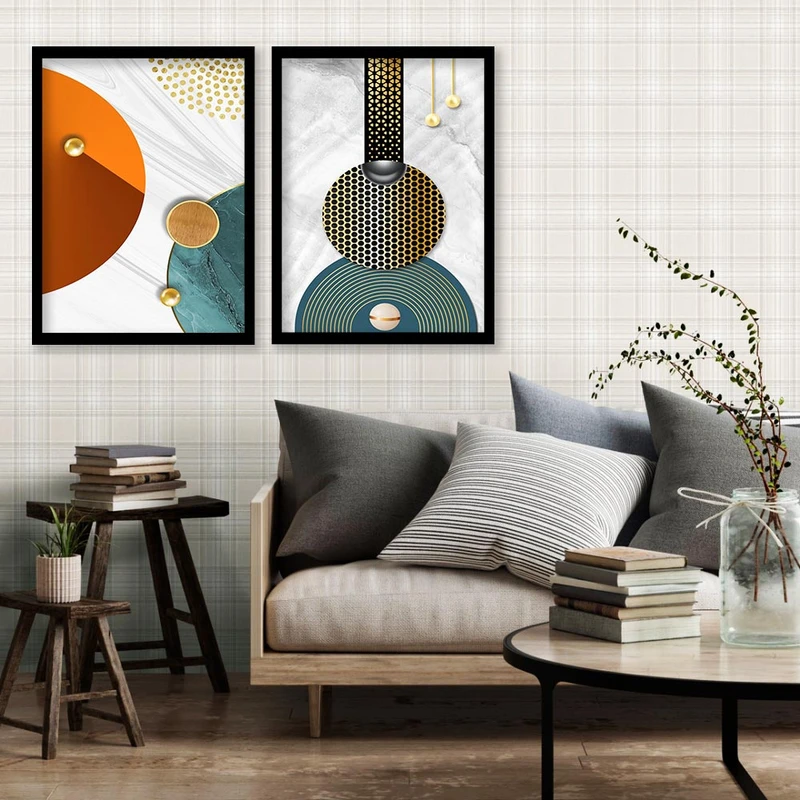 تابلو صبا طرح مدل دکوراتیو انتزاعی کد 143 مجموعه 2 عددی