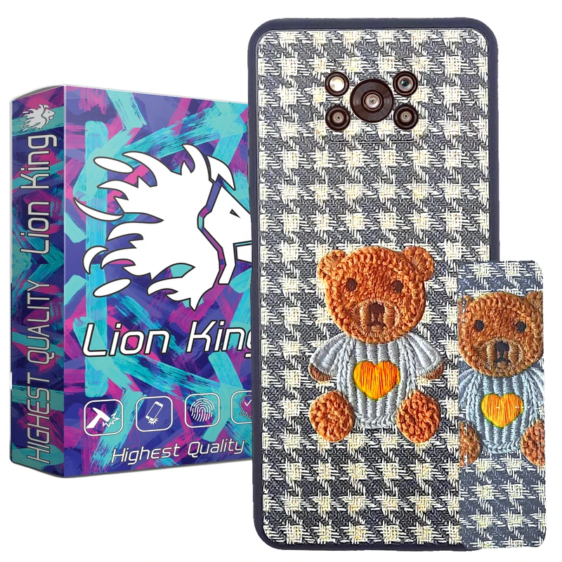 کاور لاین کینگ مدل پارچه ای 3D مناسب برای گوشی موبایل شیائومی Poco X3 / X3 Pro به همراه پایه نگهدارنده