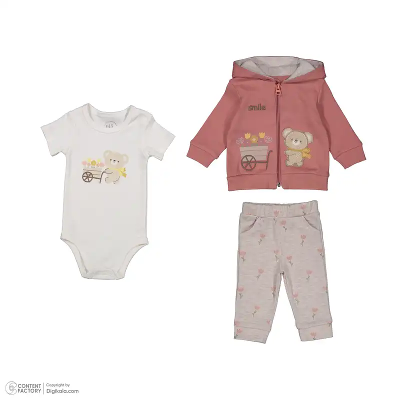 ست 3 تکه لباس نوزادی دخترانه نیلی مدل 4068
