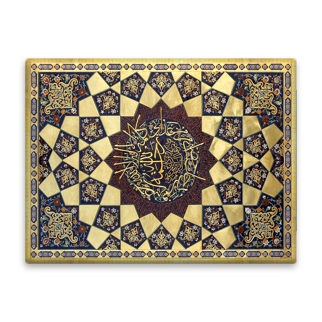 کاشی اطلس آبی طرح  حدیث سلسله‌ الذهب کلمه لااله الا الله حصنی فمن دخل حصنی امن من عذابی مدل T5063