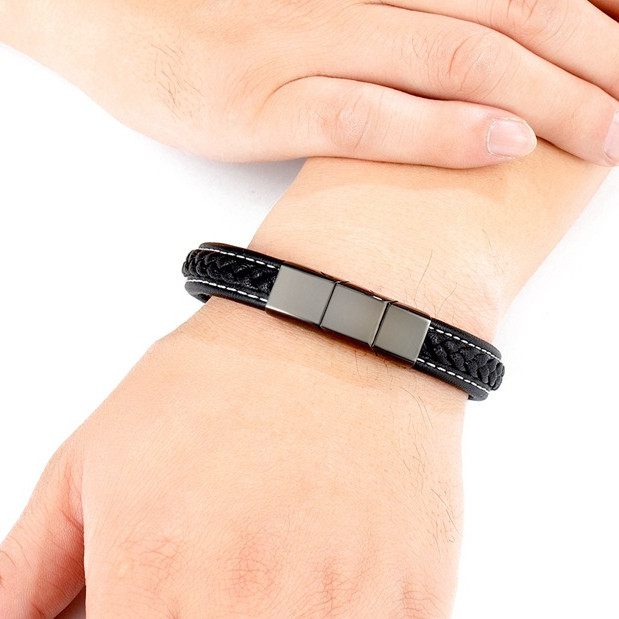 دستبند مردانه گالری گوهرسنگ مدل چرمی کد OT_146