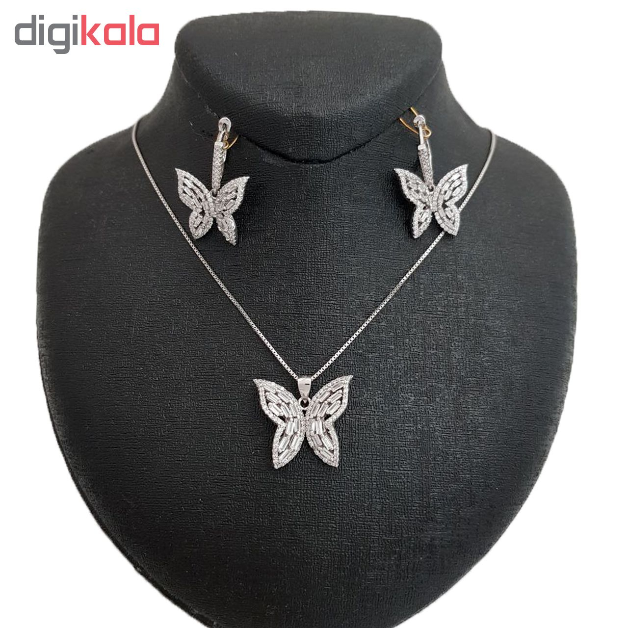 نیم ست نقره طرح پروانه کد C5698