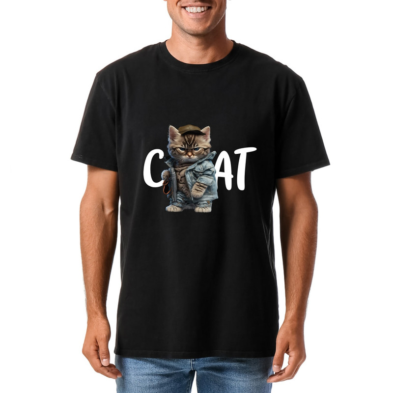 تی شرت آستین کوتاه مردانه مدل گربه