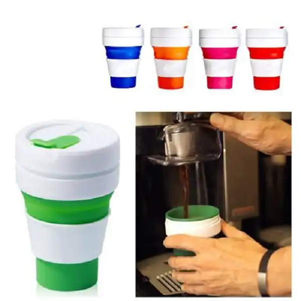 لیوان سفری مدل سیلیکونی تاشو گنجایش 0.35 لیتر