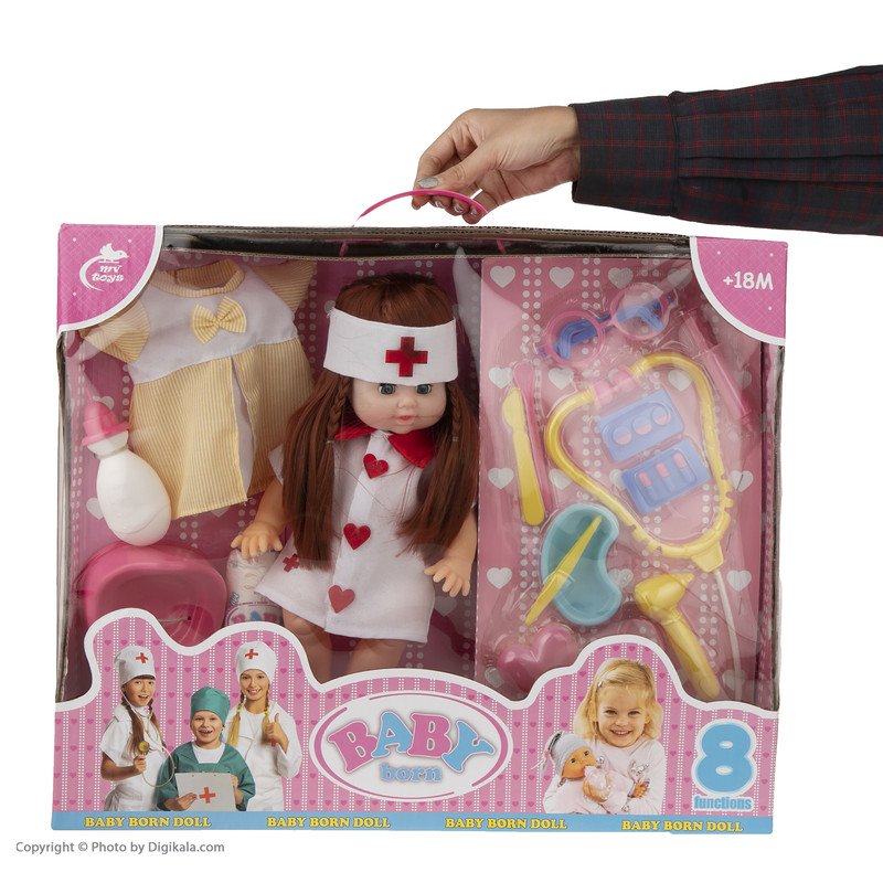 عروسک بیبی بورن طرح پزشک مدل MV644-20 ارتفاع 32 سانتی متر