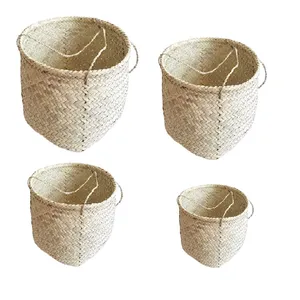 گلدان حصیری مدل استوانه کد T37 بسته 4 عددی