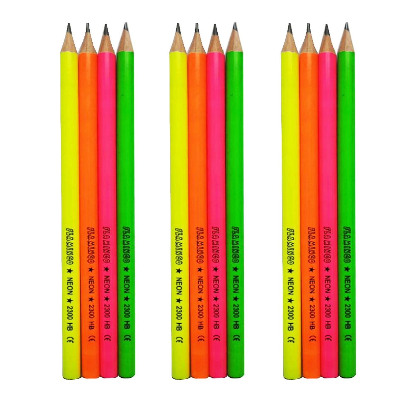 مداد مشکی فلامینگو مدل NEON کد 2300 بسته 12 عددی