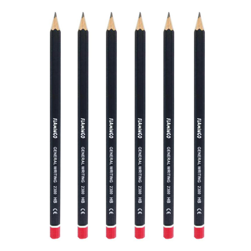 مداد مشکی فلامینگو مدل GENERAL WRITING کد 2300 بسته 6 عددی