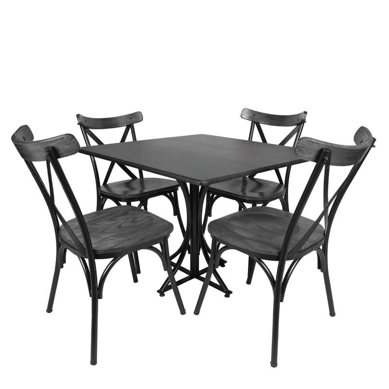 میز و صندلی ناهارخوری چهار نفره مدل تونت لهستانی پایه فلزی MM