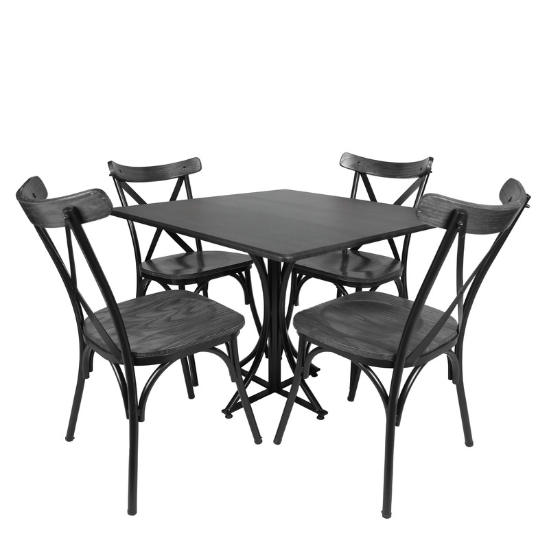 میز و صندلی ناهارخوری چهار نفره مدل تونت لهستانی پایه فلزی MM