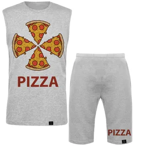 ست تاپ و شلوارک مردانه 27 مدل Pizza Pieces کد MH266