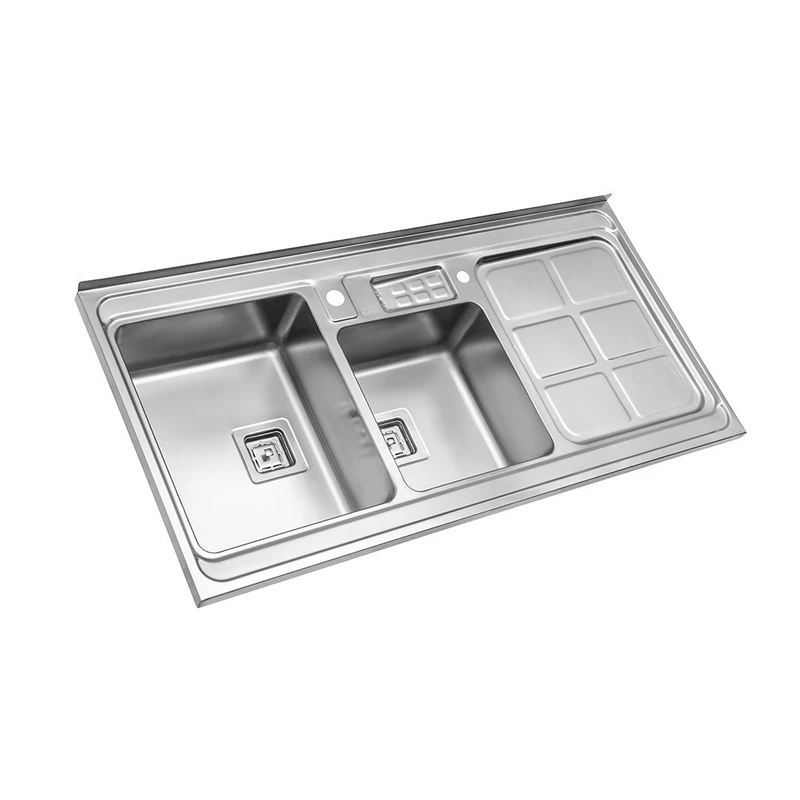 سینک ظرفشویی استیل روکار دو لگنه استیل البرز مدل 855/60-RED لگن چپ