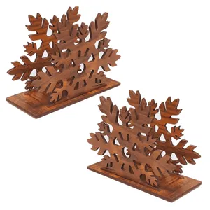 جای دستمال کاغذی  تیکما مدل چوبی برفی کد KIT D6A بسته 2 عددی