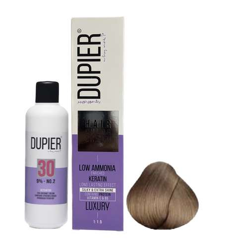 رنگ موی دوپیر سری زیتونی شماره9/3 بلوند زیتونی روشن M8حجم 100میلی لیتر بهمراه اکسیدان مدل 2 نه درصدی 150 میلی لیتر