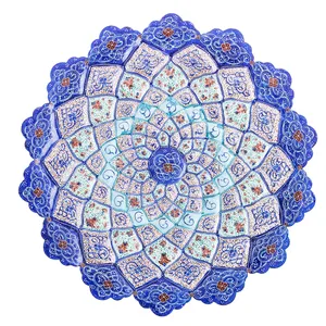 بشقاب مسی میناکاری شده اثر سلطانی طرح 7 قطر 29 سانتی متر