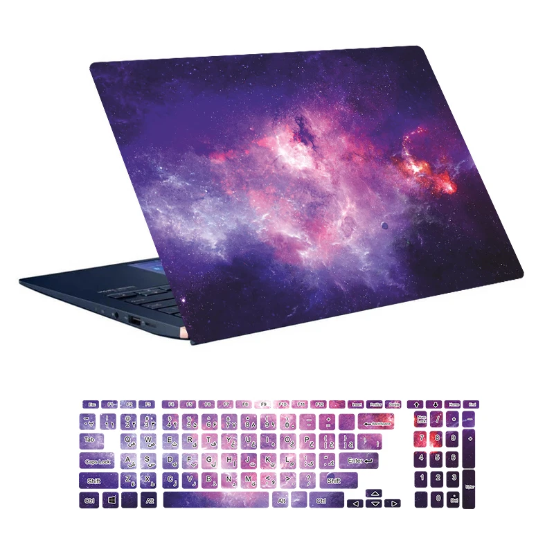 استیکر لپ تاپ توییجین و موییجین طرح Space کد 121 مناسب برای لپ تاپ 15.6 اینچ به همراه برچسب حروف فارسی کیبورد 