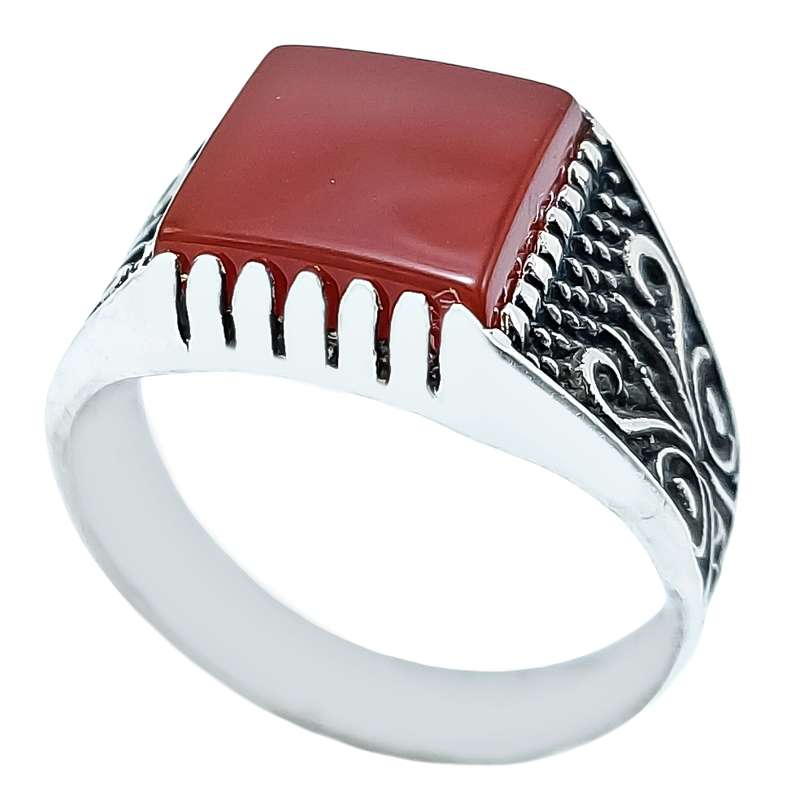 انگشتر نقره مردانه مدل عقیق کد VA3727