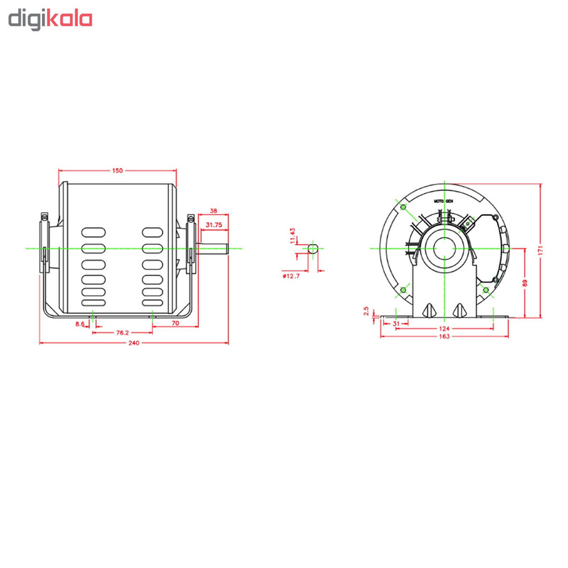 الکترو موتور کولر آبی فیدار مدل 1/2 A