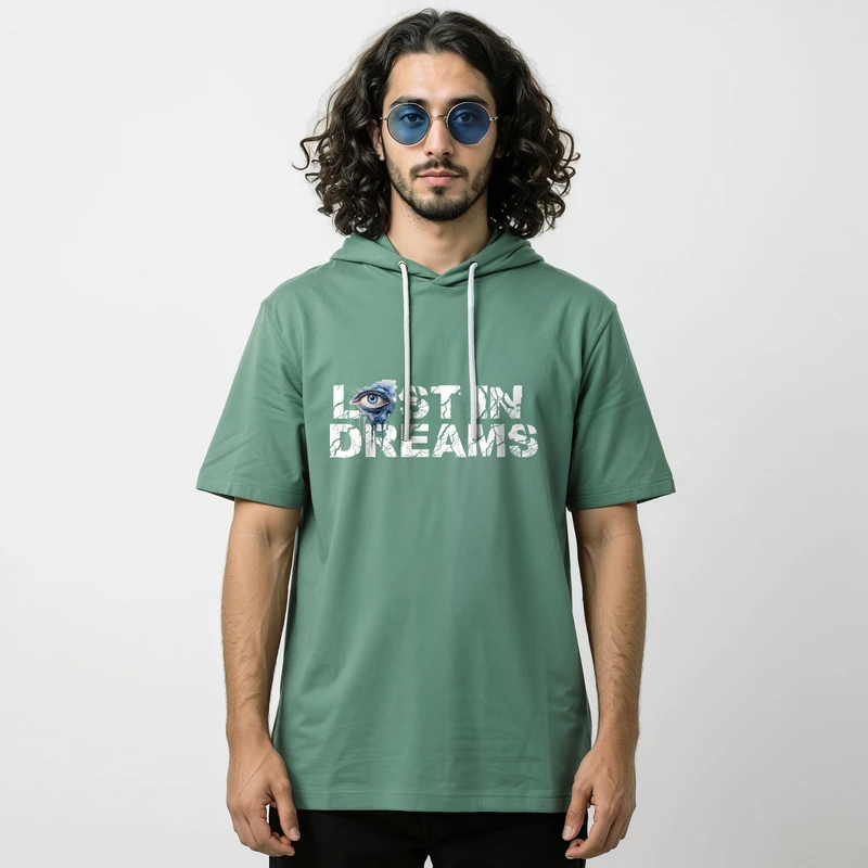 تی شرت آستین کوتاه کلاه دار مردانه مدل 14040304a