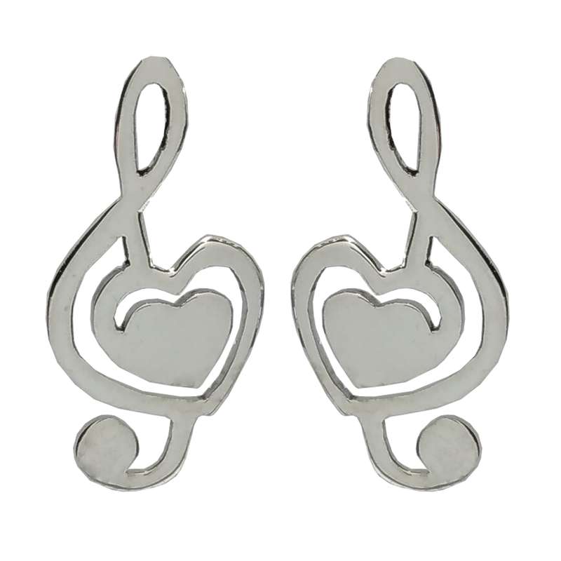 گوشواره نقره زنانه مدل نت موسیقی با قلب گوشواره نقره زنانه مدل نت موسیقی با قلب