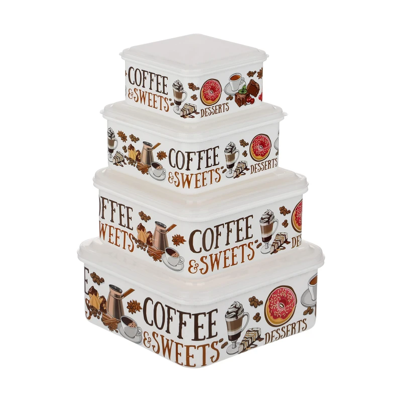 ظرف نگهدارنده فرش کیپس مدل Coffee Sweets مجموعه 4 عددی