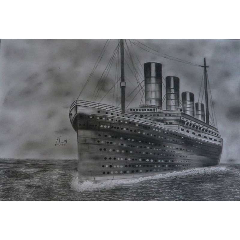 نقاشی سیاه قلم طرح کشتی تایتانیک مدل 24645
