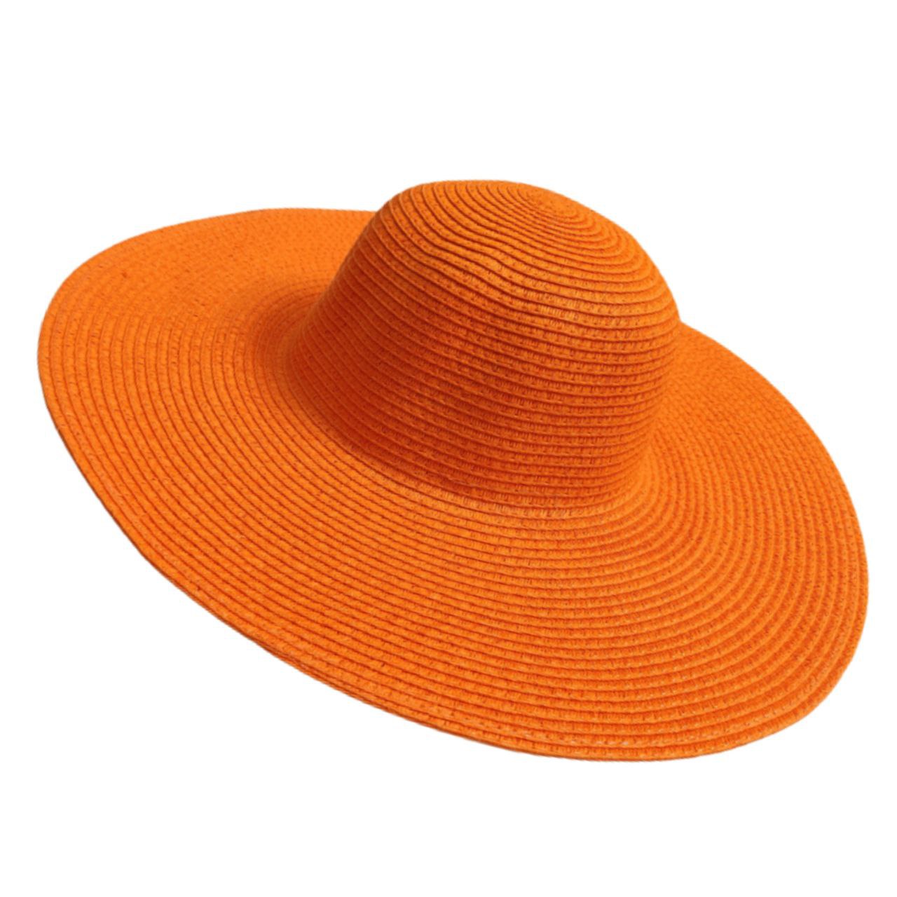 کلاه زنانه مدل حصیری ساده رنگ نارنجی