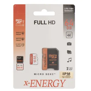 کارت حافظه microSDXC ایکس انرژی مدل IPM کلاس 10 استاندارد U3 سرعت 80MBps همراه با آداپتور SD ظرفیت 64 گیگابایت