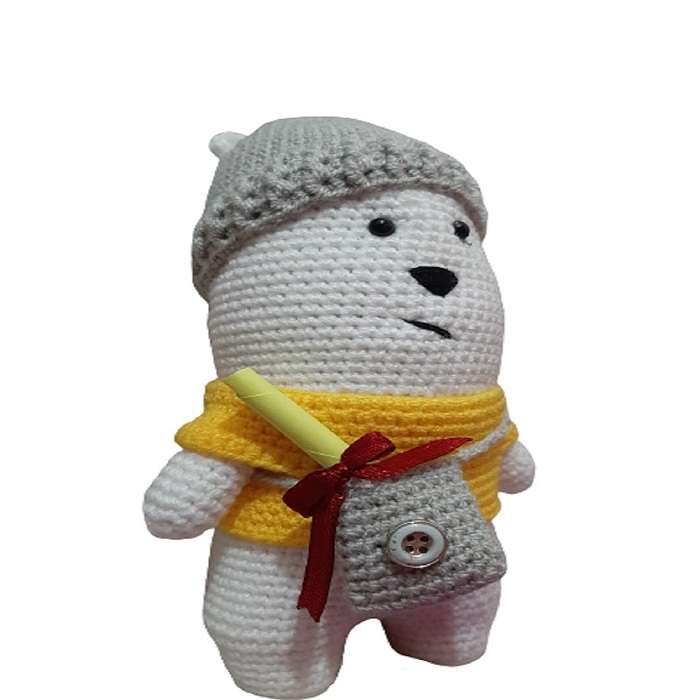 عروسک بافتنی مدل خرس قطبی 